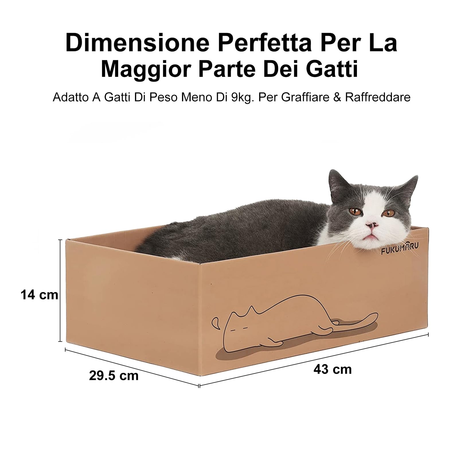 FUKUMARU Tiragraffi per Gatti in Cartone Ondulato, 5 Pezzi, Tiragraffi 2 Strati Bifacciale,Tappetini Tiragraffi Antigraffio per Gatti con Scatola, 43.5 x 29 x 14 cm Grande.