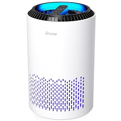 AROEVE Air Purifiers for Bedroom Home, Air Purifier For Smoke Pollen Dander Hair Smell Air Cleaner with Sleep Mode Speed Control For Bedroom Office, MK01- Black(Available for California)
