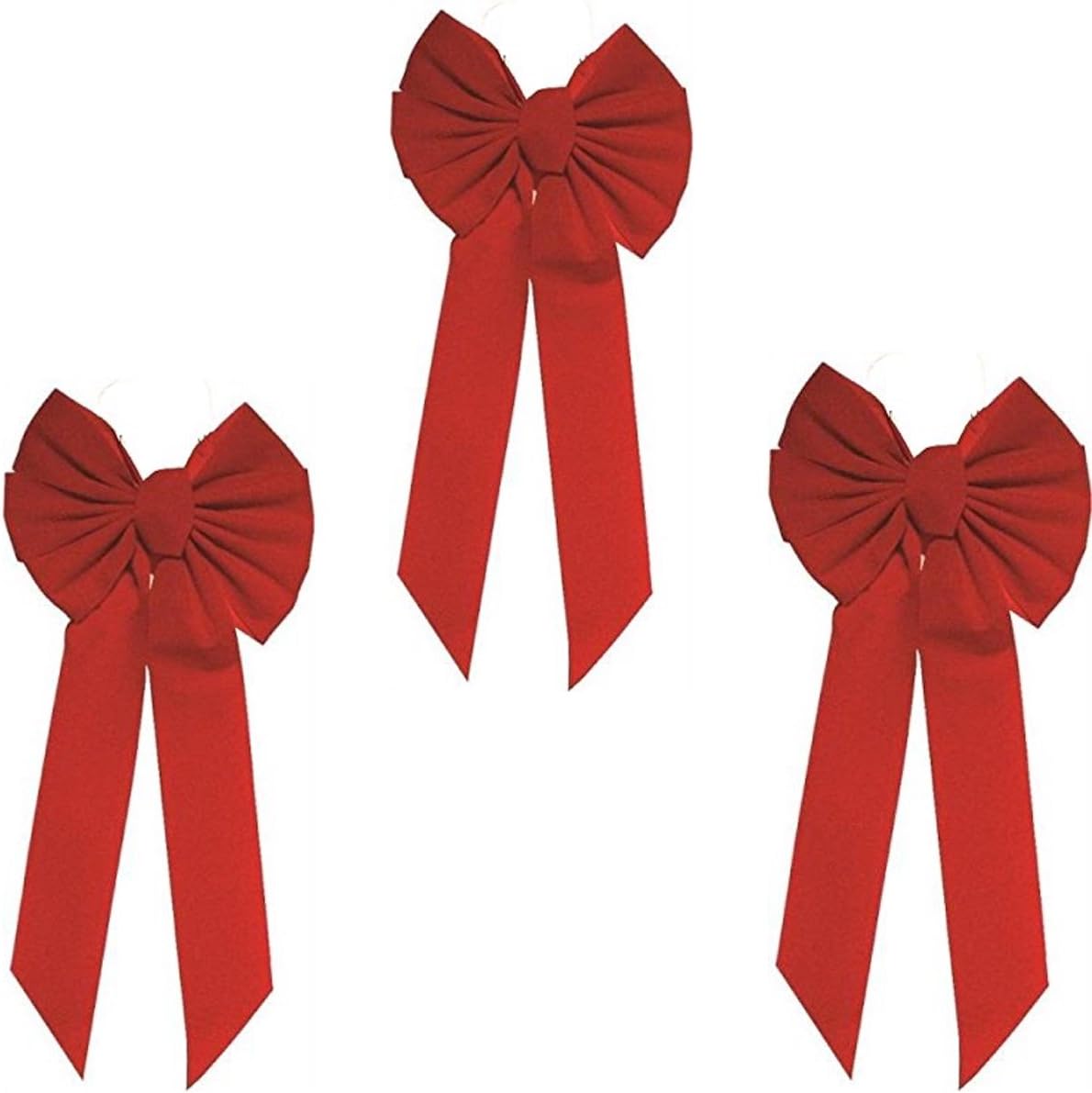 Rocky Mountain Goods Red Bow - Christmas Wreath Bow - Great for Large Gifts - Indoor/Outdoor use - Waterproof Velvet - Attachment tie Included for Easy Hanging (20-Inch 3 Pack)