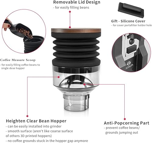 Miniatura 4 de Tolva de dosis única con capacidad de actualización de fuelle de 3.17 oz3.17 onzas, tolva de granos de dosis única transparente compatible con