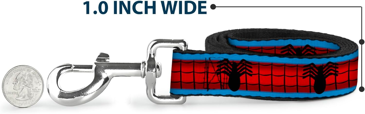 Dog Leash - 6-FEET - Spider-Man Costume Stripe Blue Red Black - Wide 1.5"