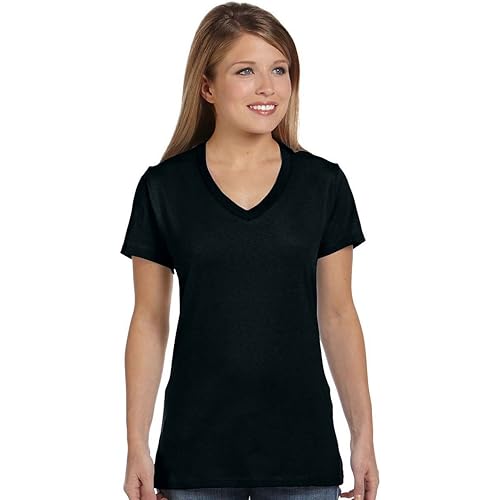 Hanes Women's Perfect-t V-neck T-shirt, Ring-spun Cotton Short Sleeve Tee for Women
