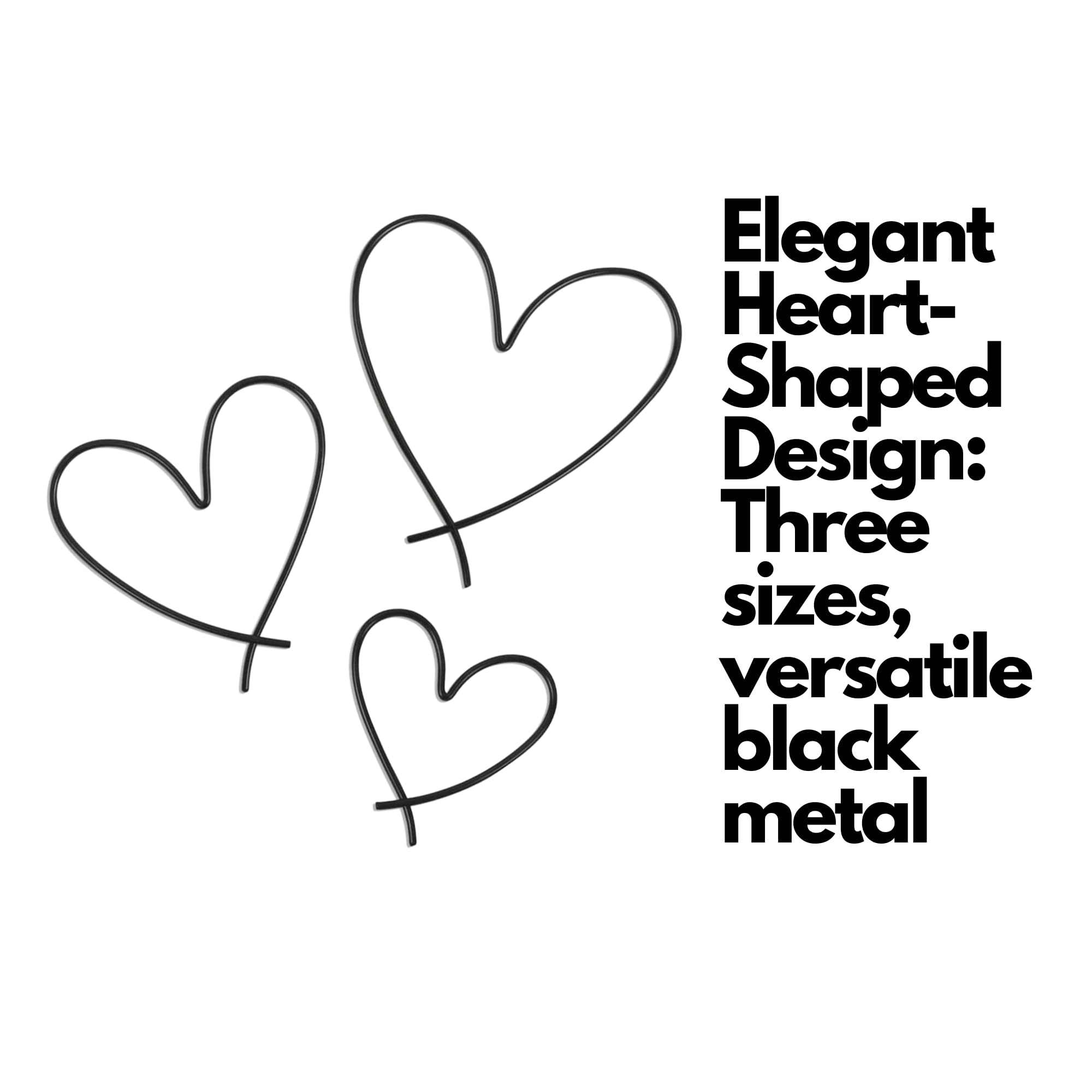 Vellichor Europe Set of 3 Heart-shaped Metal Wall Art Decorations - Image 4