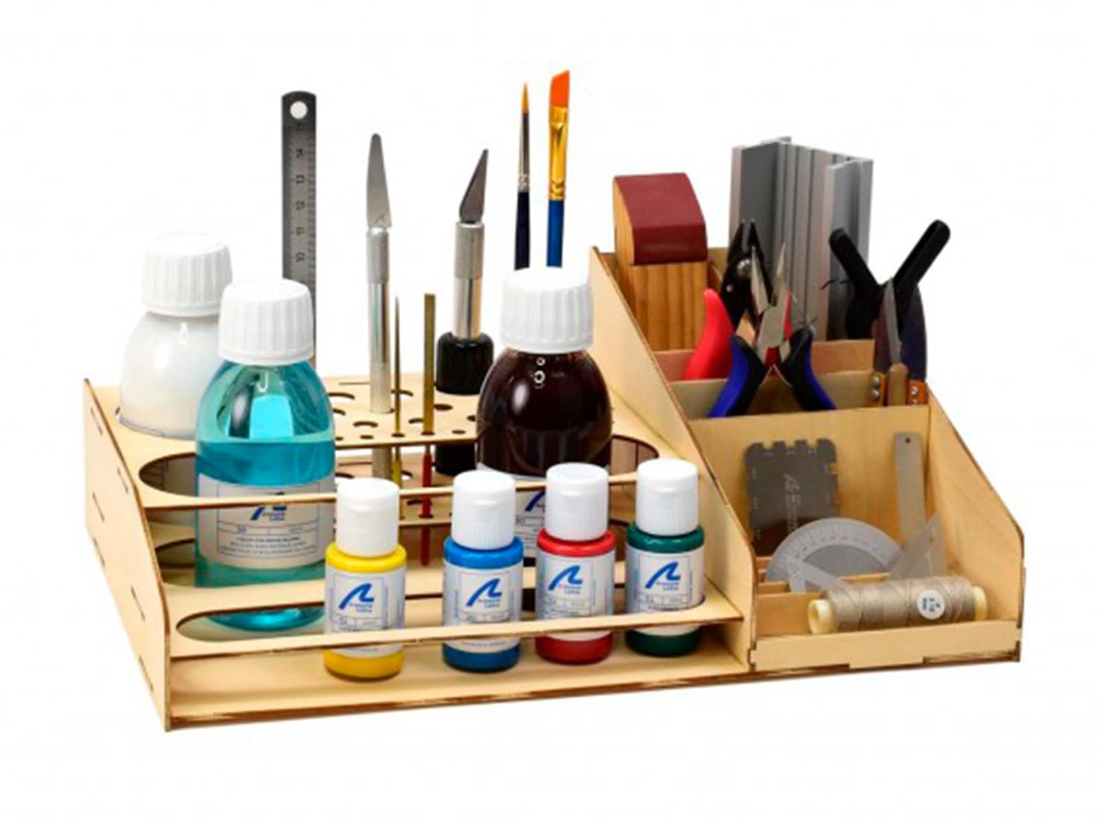 Artesanía Latina Wood Artesania Latina – Modeler’s Paints & Tools Organizer – Modeling Workstation – Model 27648Tp – Assembly Required – 5 Parts – Tools For Model Building And Handicrafts