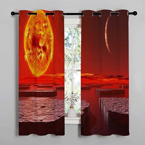 Miniatura 2 de Cortinas para Cocina Universe Planet Black Out Curtains for Sliding Glass Doors Currains 55Inch Width by 55Inch Length,2 Panels