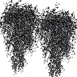RECUTMS Black Artificial Hanging Plants 4PCS 33in Fake Wall Plant Faux Eucalyptus Leaves Ivy Swag UV Resistant Hang Plastic Greenery Indoor Outdoor Wedding Halloween Porch Garden Home Patio Decor