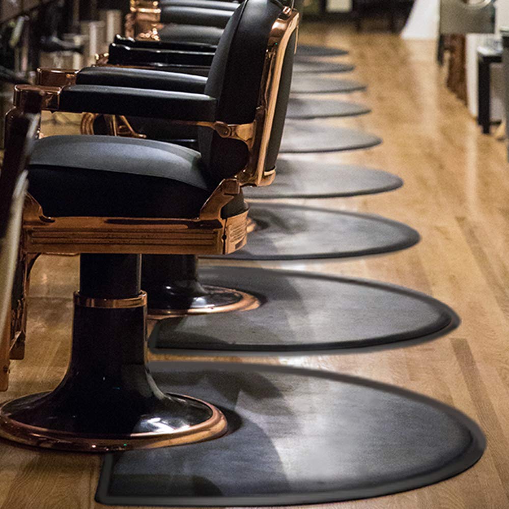Salon mats for Hair Stylist 4?x3? Barber Shop Salon Chair Mats - Black Semi Circle Anti-Fatigue Floor Mat for Chair - 1/2" Thick Comfort Bar Floor Mat