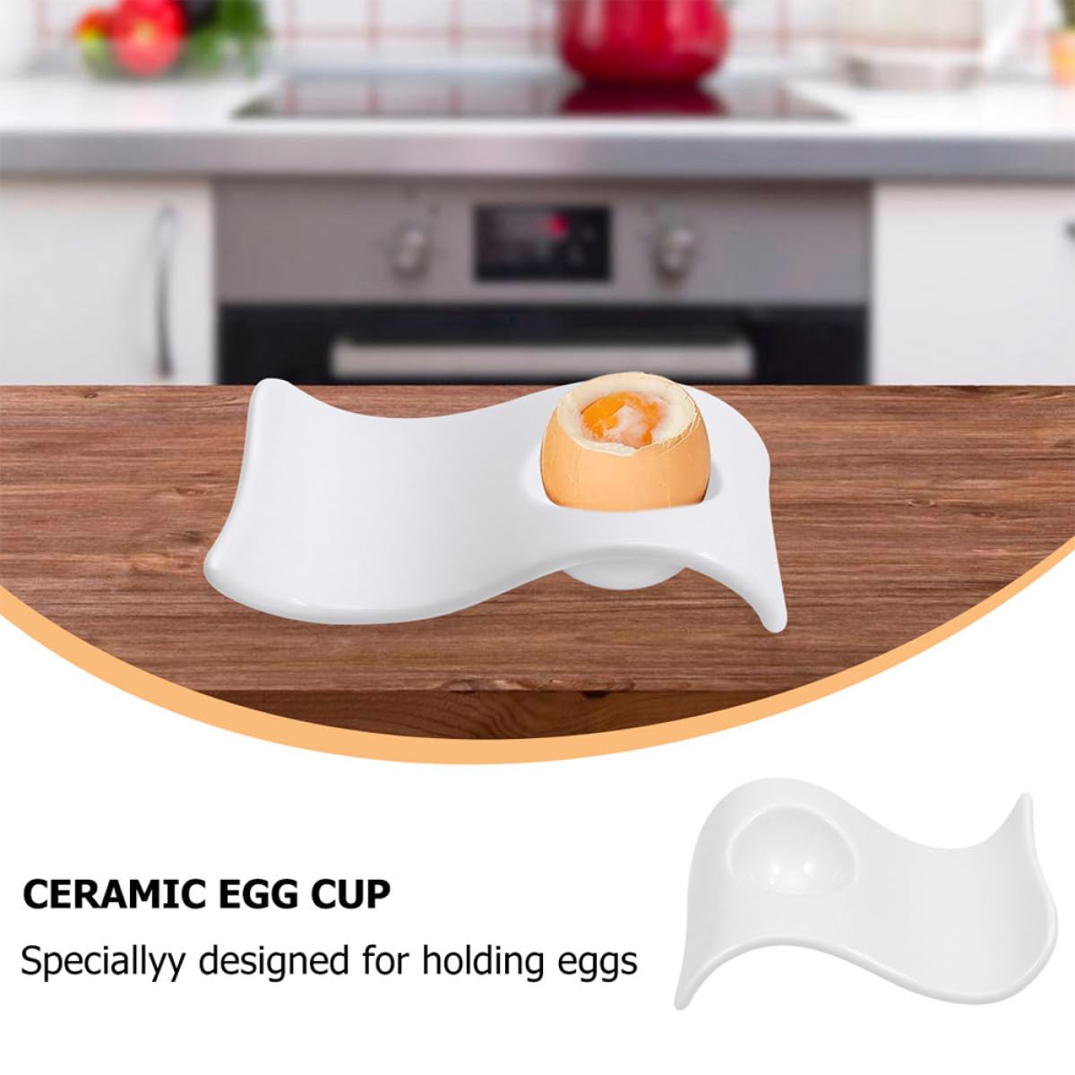 Kichvoe 6 Coquetiers en Céramique Blanche pour Œufs Durs, Porte-œufs Pratiques et Élégants pour Servir Apéritifs, pour Petit-déjeuner Moderne