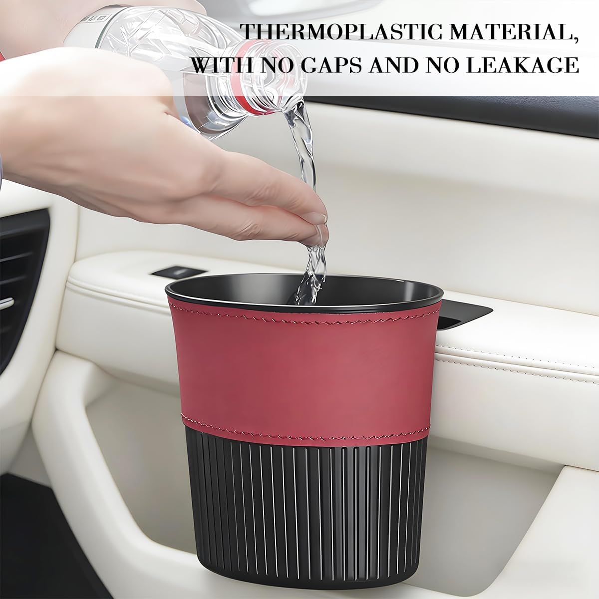 Zpana Car Trash Can, Portable Mini Vehicle Cup Holder Hanging Garbage Container, Multifunctional Automotive Side Door Trash Organizer Can Accessories, Universal for SUV, Sedan, Truck (Red)