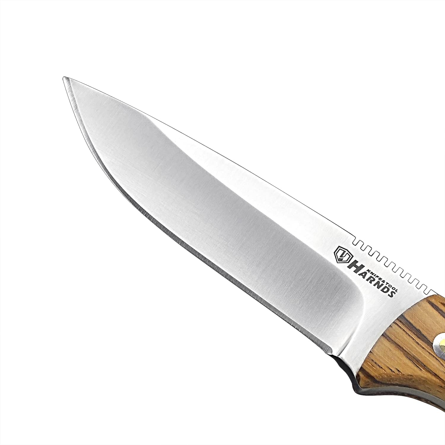 HARNDS Cheetah Coltello a Lama Fissa in Acciaio 8Cr14MoV, Manico in Legno di Zebra con Fodero in Pelle