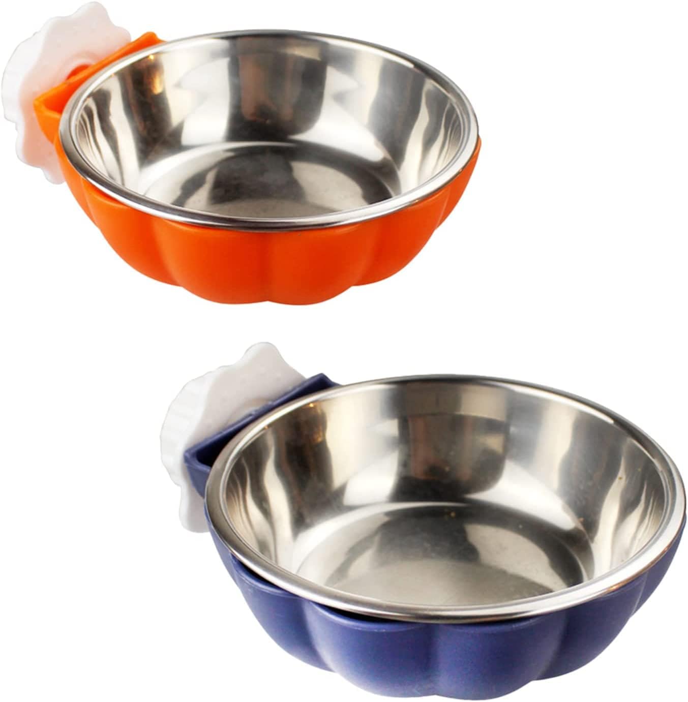 SYOSI Crate Dog Bowl, Removable Stainless Steel Pet Cage Bowl Hanging Food & Water Feeder Coop Cup for Cat, Puppy, Ferret, Birds, Guinea Pigs 2 Pack