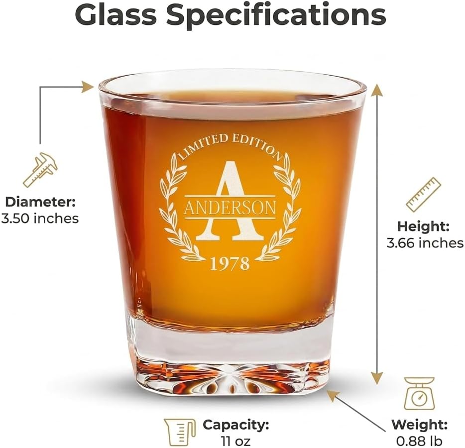 Frolk Personalized Whiskey Glass - 11oz Customized in USA Classic Glass - Premium Gift for Him, Men, Husband, Boyfriend, Groomsmen - Valentine's Day, Anniversary, Birthday, Retirement, Wedding