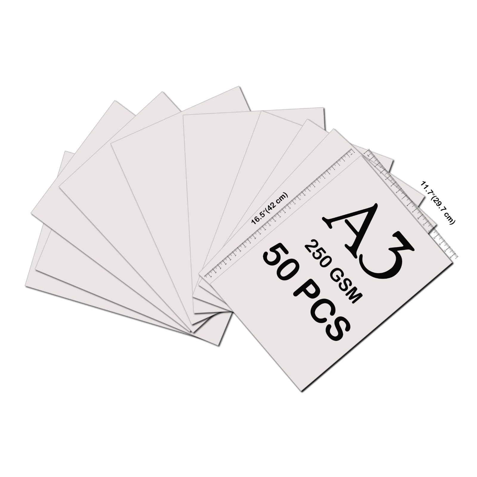 – Premium Heavyweight White Cardstock Construction Paper - A3 (420x297mm), Thick 250GSM, 50 Sheets - for Painting, Coloring, Drawing, Sketching, Projects, Decoration, Arts, Crafts & Origami