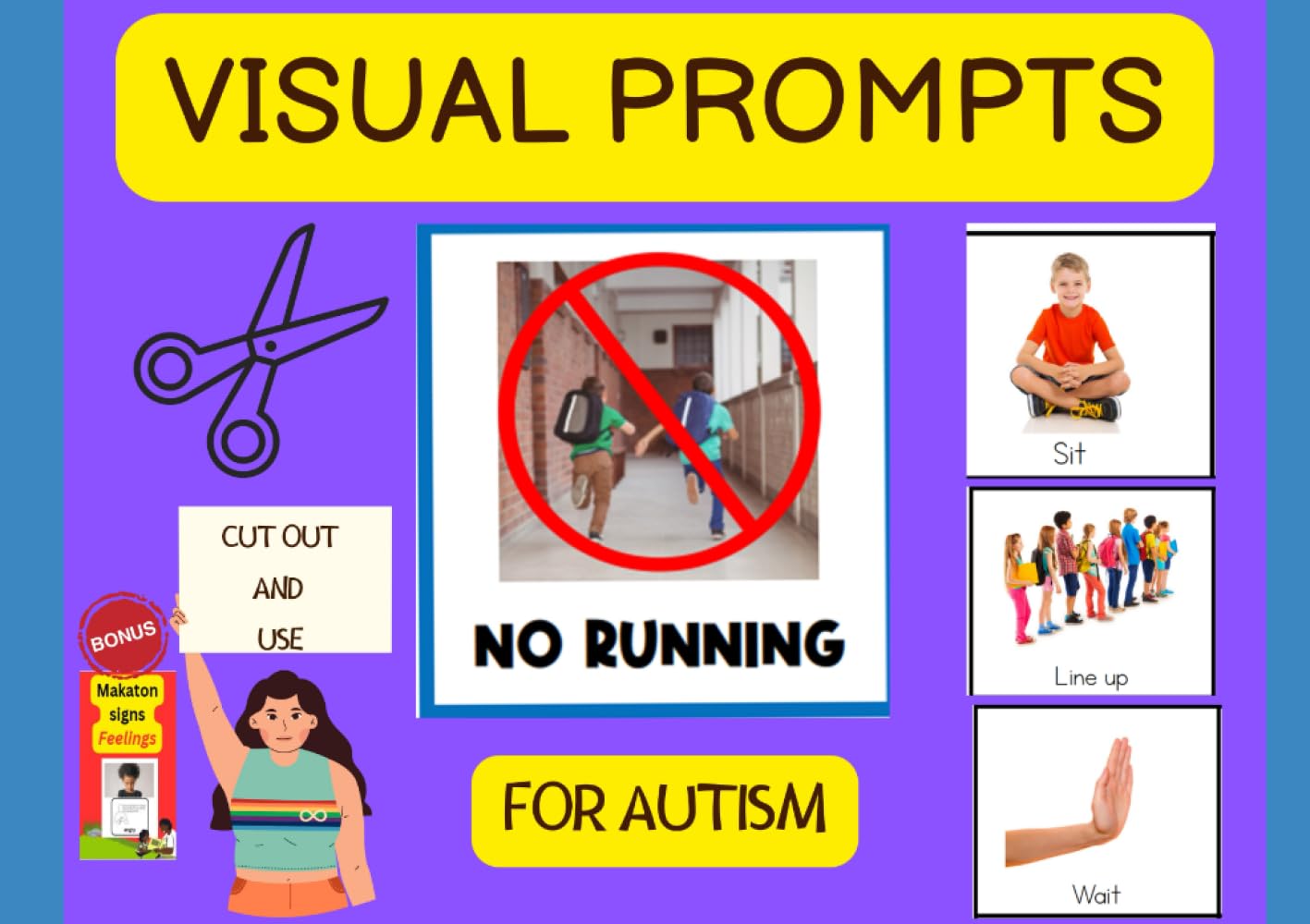Autism Visuals: Behaviour Prompts: ADHD, Autism, Non Verbal, SEN. (Colourful Semantics Reading and Writing Books)