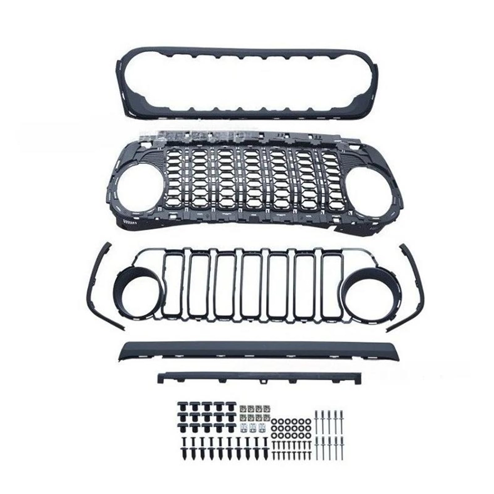 Grille calandre Jeep Wrangler JL noir mat sans trou protection radiateur optimale