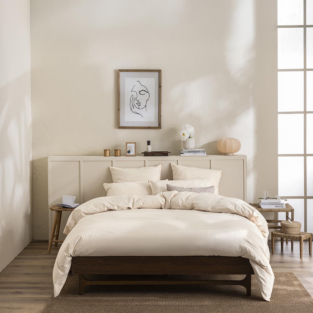 Plain Dyed Washed Cotton Percale Duvet Cover, Delicate, 200 x 200 cm, ESSIX
