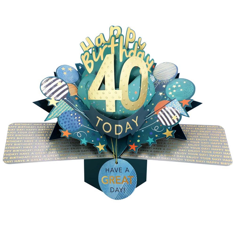 40 Today Happy 40th Birthday Pop-Up Greeting Card Love Kate's Pop Up Cards Him Design POP237MC40 โ image 1