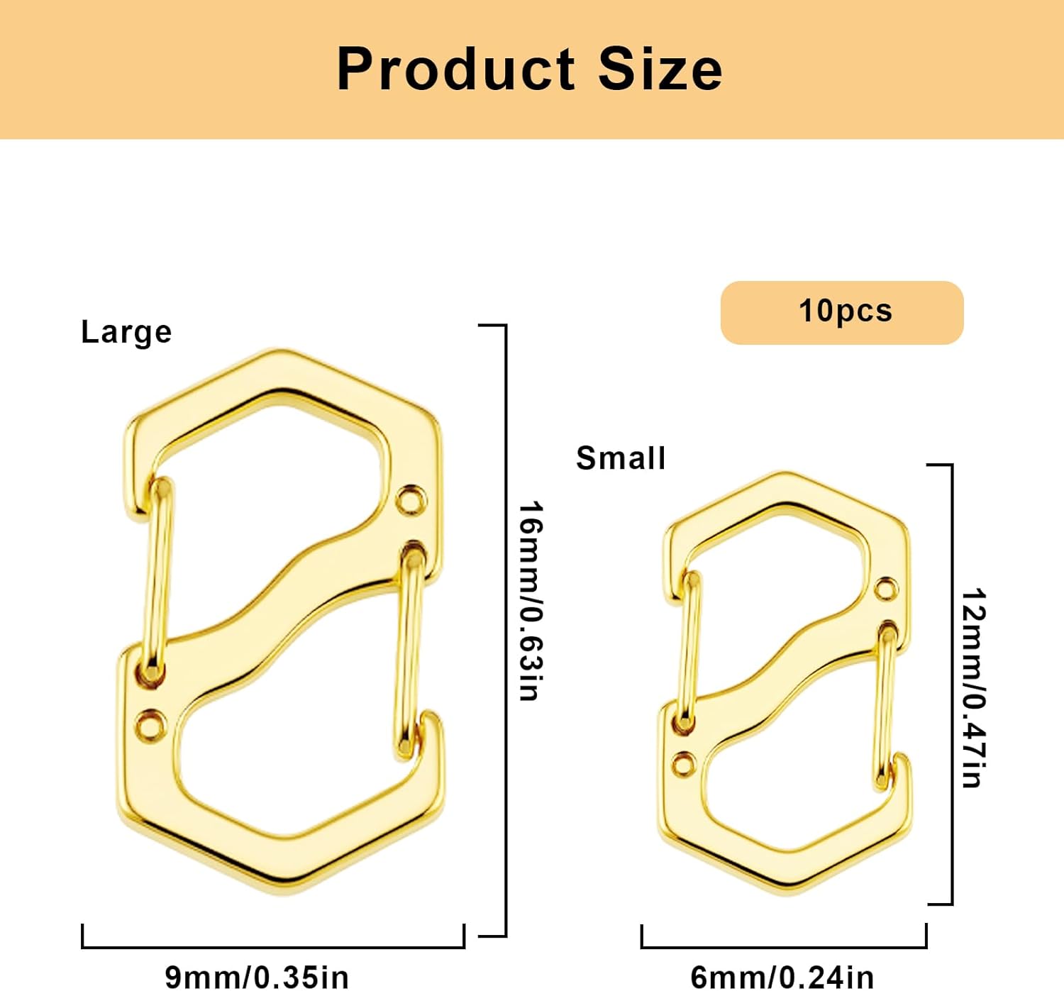 Double Opening Lobster Clasp,Gold Bracelet Clasp Charm Clasp,Necklace Connectors for Multiple Necklaces - 10 Pack (Small &Large) - Image 6