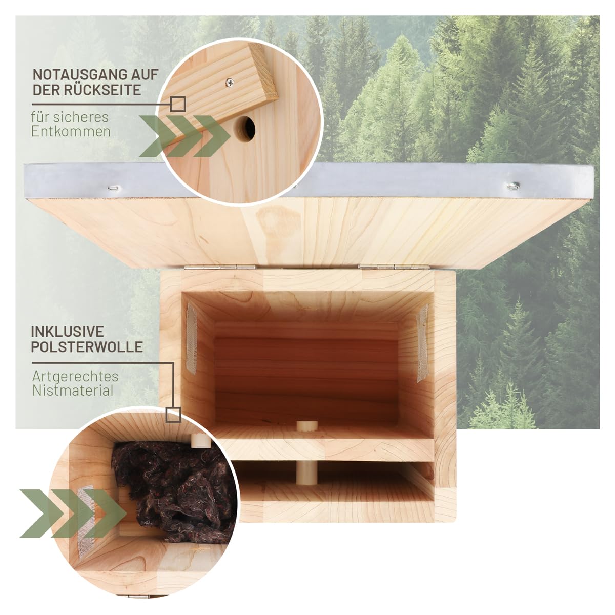 wildtier liebe Großes Hummelhaus Natur, geschraubtes Massivholz, Set - Nistmaterial, Hummelhotel, Insektenhotel, Hummelkasten, Hummeln, Bienenhaus, Hummelnest, Hummelkiste
