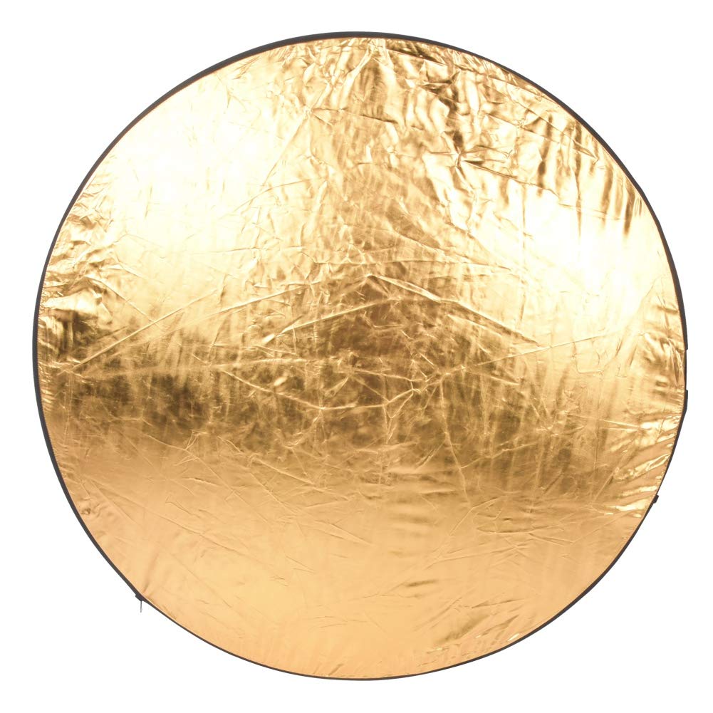 Pannello riflettente pieghevole 5 in 1 in tessuto riflettente rotondo con doppia maniglia, luce di riempimento fotografica con luce soffusa argento oro nero bianco, riflettore (110 cm)