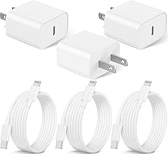3Pack iPhone Charger Fast Charging,20W Fast PD USB C Wall Charger Adapter with 6Ft USB C to Lightning Cable Compatible for iPhone 14/14 Plus/14 Pro/14 Pro Max/13/ White