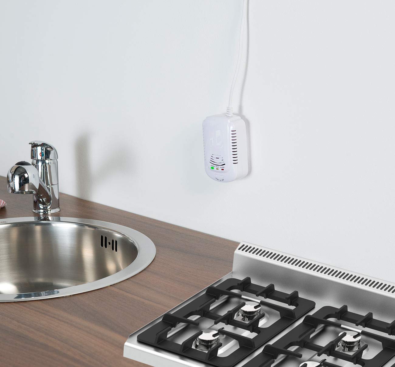 VisorTech Gas Detektoren: 4er-Set Multi-Gasmelder für haushaltsübliche Gase, mit 3 LEDs, 85 dB (Gaswarnanlage, Gaswarner)