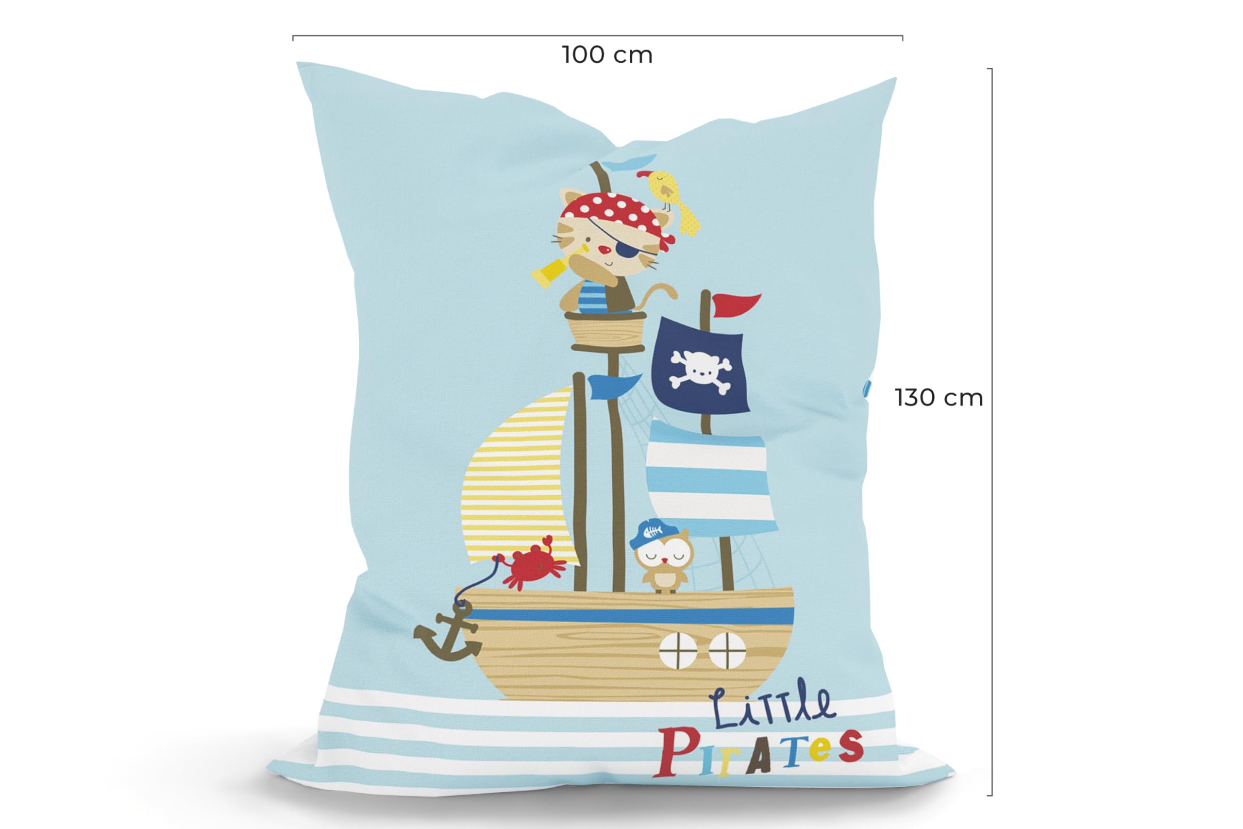 Green Bean Kinder Sitzsack Little Pirate 100x135cm mit 270 Liter hochwertiger EPS Perlen Füllung und waschbarem Motiv Wechsel-Bezug aus 100% Baumwoll - Riesensitzsack Bean Bag Sitzkissen