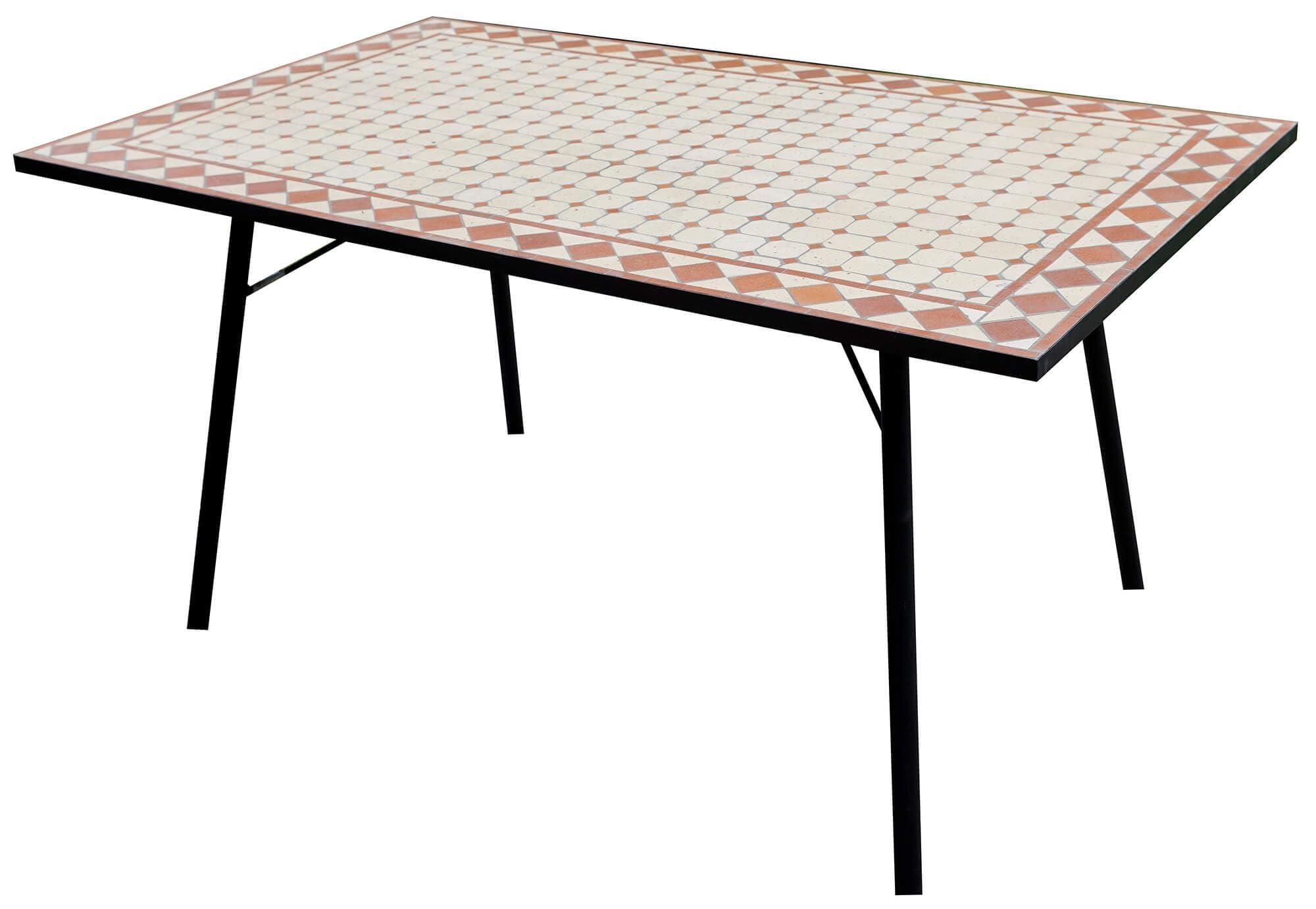 Giordanoshop Tavolo Rettangolare da Giardino 150x90cm in Ferro Vorghini Mosaico