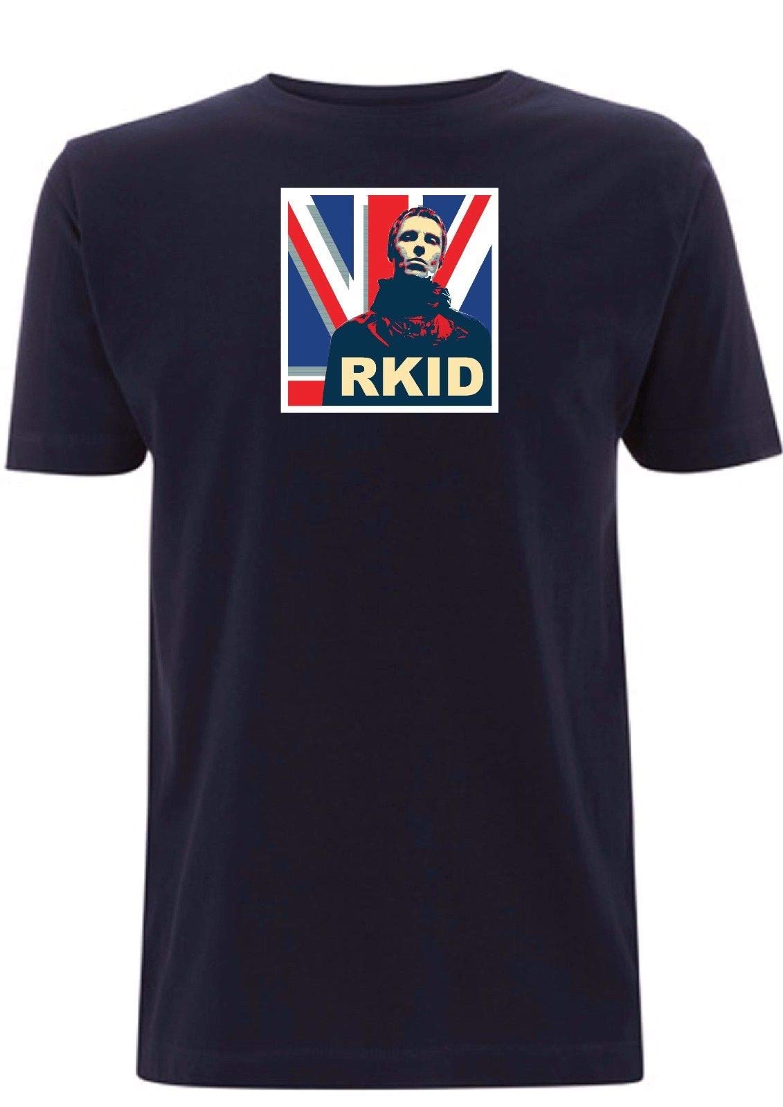 Liam Gallagher RKID Men's T-Shirt Manchester Oasis Indie Music Gig Festival LG X Union Jack Mod (Large, Navy Blue)