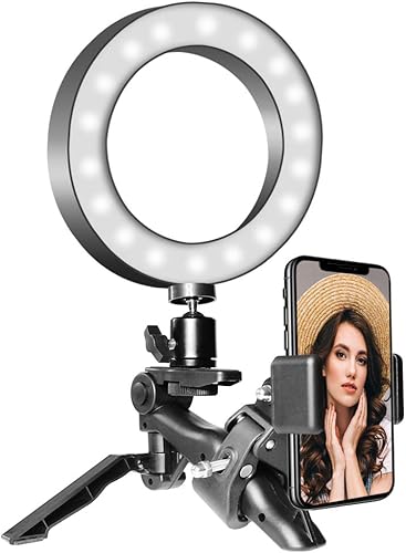Evanto - Anillo de luz para selfie de 63 pulgadas con soporte de trípode y soporte flexible para teléfono para transmisión en vivo maquillaje video