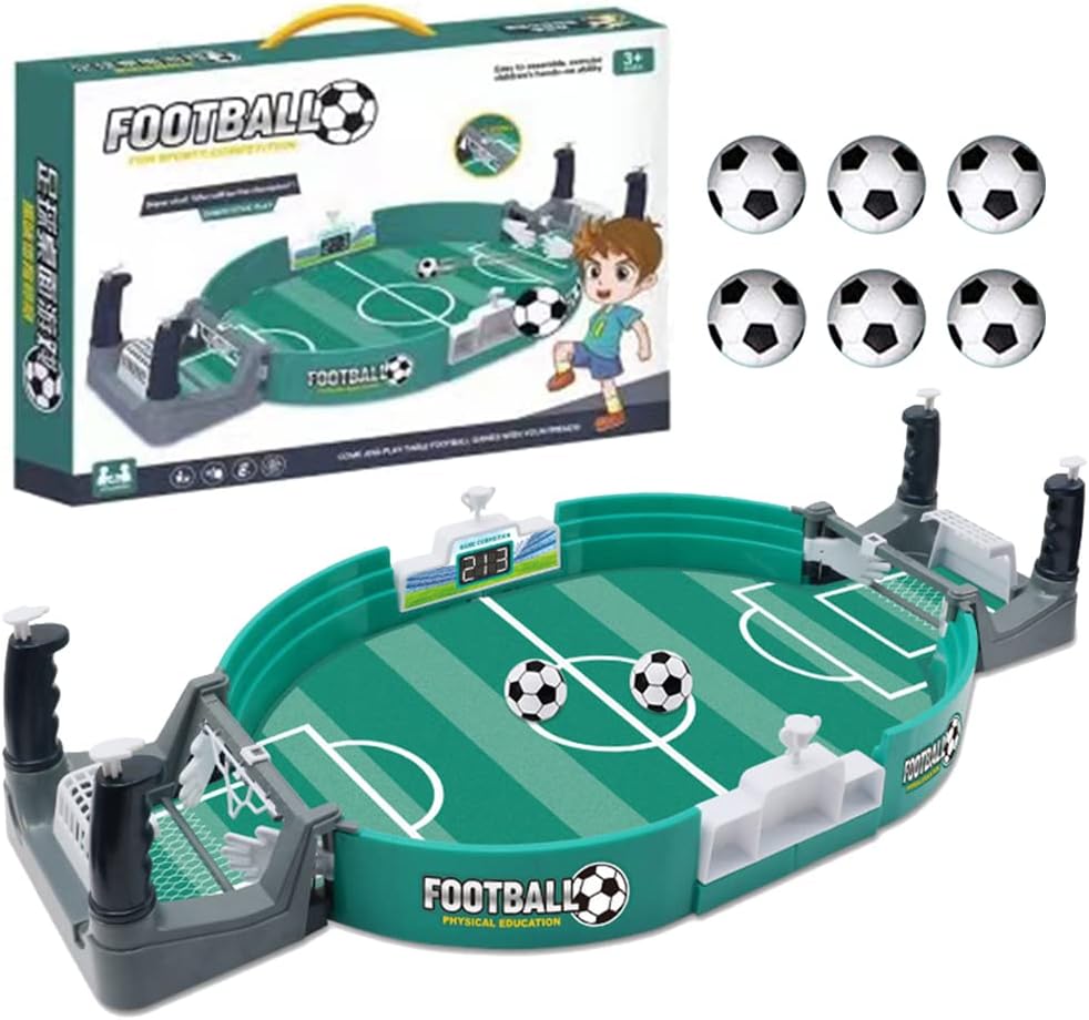 BIOSA Mini futbolín de mesa con 6 balones de fútbol, juego interactivo de futbolín, juguete de escritorio, juguete de fútbol, regalo para 3+ niños y adultos