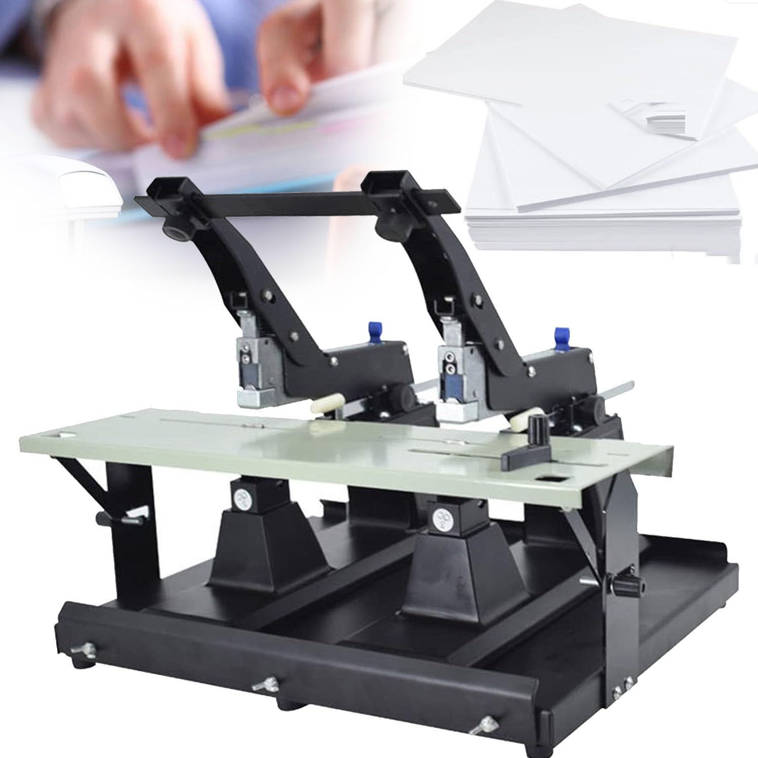 Pinzatrice da Tavolo per Impieghi Gravosi, Cucitura Manuale/Cucitrice a Sella a Doppio Design, Spessore di Rilegatura 60 Fogli, Tavolo da Lavoro da 44 Cm, per Ufficio E Casa