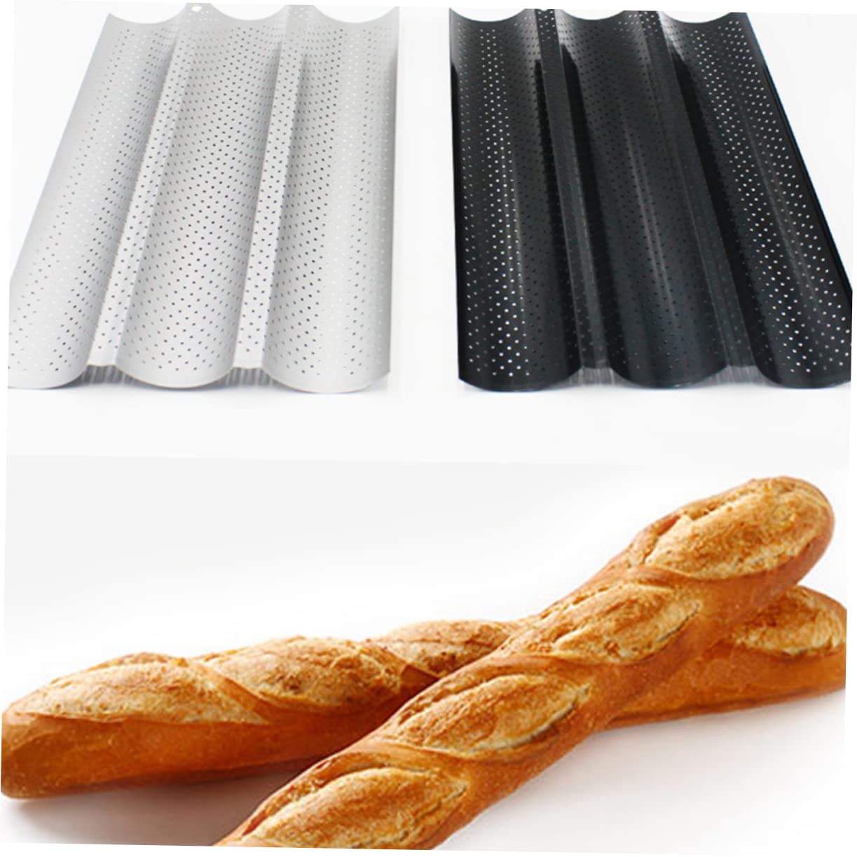 Molde Fácil o de Baguettes Hornear Acero de 3 al para Carbono Usar Ranuras y Limpiar, Adecuado para Pan Francés en Casa Panadería