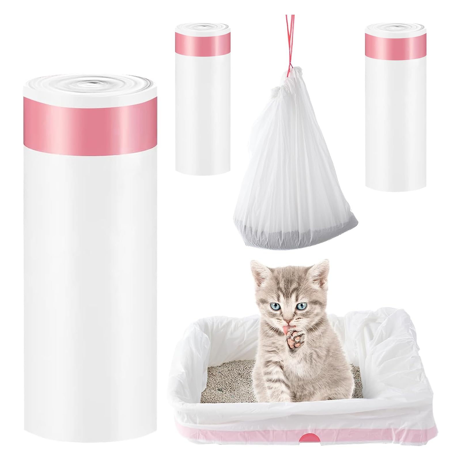 30 Bolsas De Arena Para Gatos De 85 X 39 Cm Con Cordón, Bolsas Extragrandes Y Resistentes Para Bandejas De Arena, Bolsas De Basura Para Mascotas, Caja De Arena Para Gatos, Suministros Para Gatos