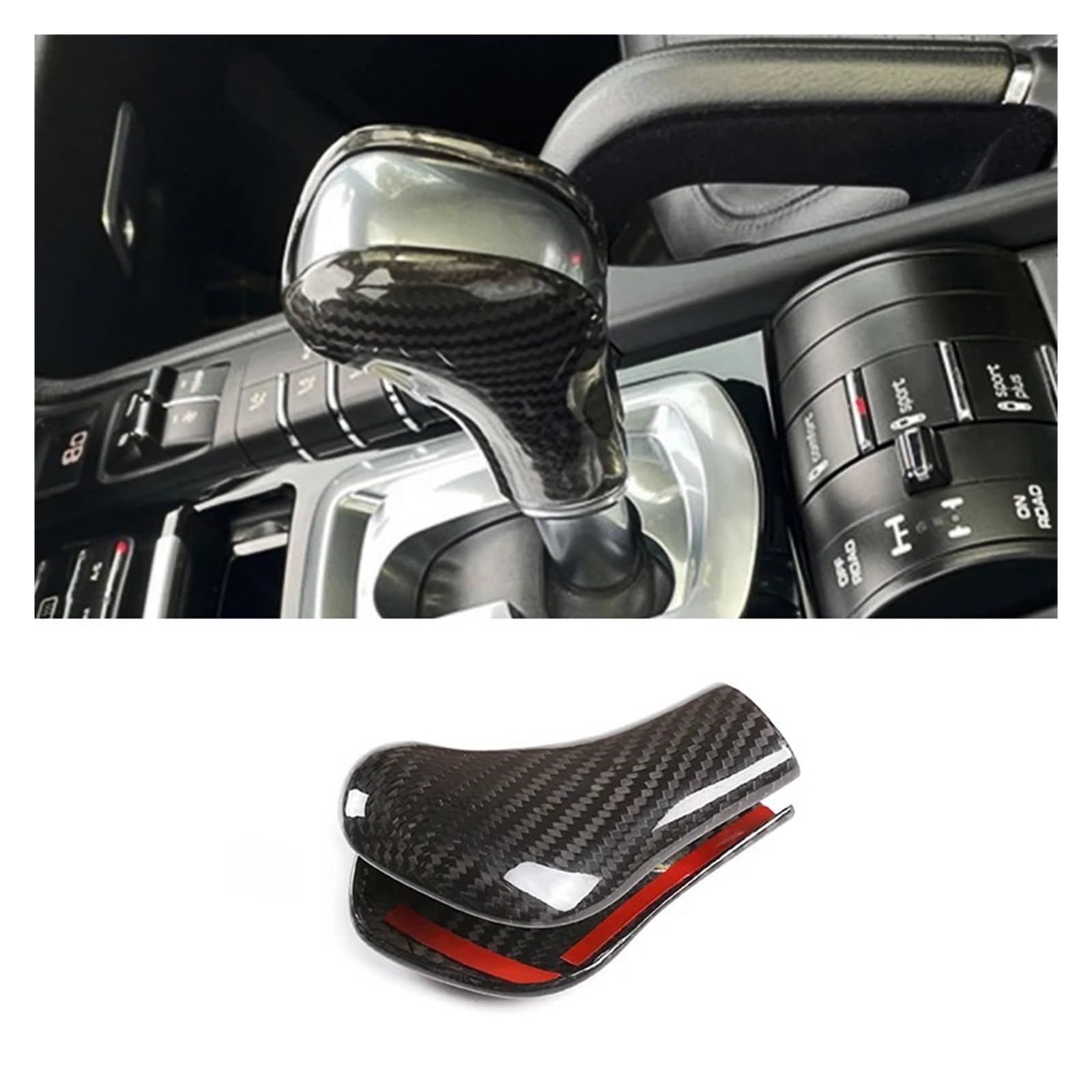 GSGBMD Real Carbon Fiber Interior Styling Car Center Console Gear Shift Knob Cover Trim Compatible for Porsche Cayenne 2011-2017 Car Accessories(Gear Cover)