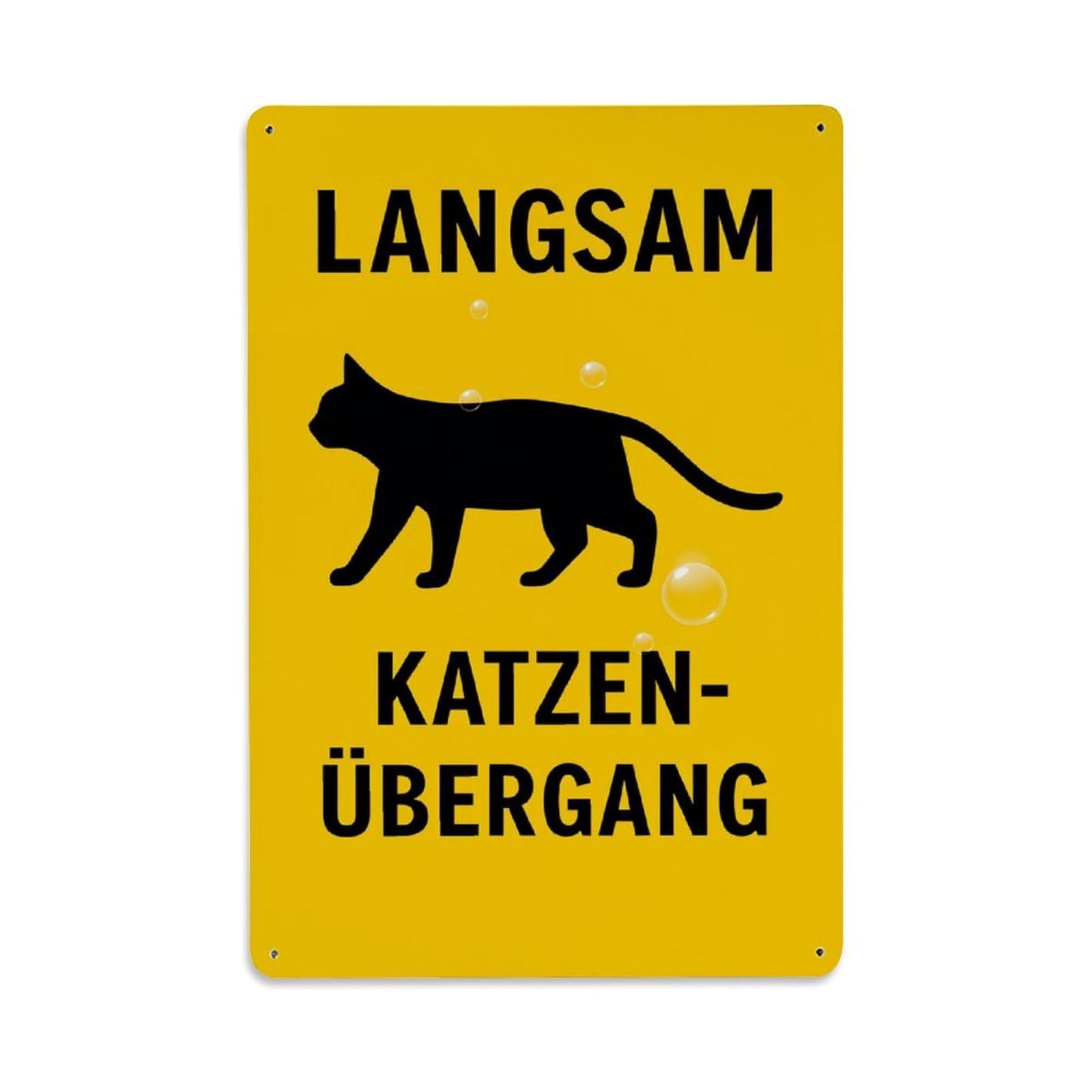 Enderetf Vintage Slow Cat Crossing Silhouette Yellow Background Tin Sign Metal Poster, Home Bar Garage Man Cave Cafe Indoor & Outdoor Wall Decoration 8X12inches
