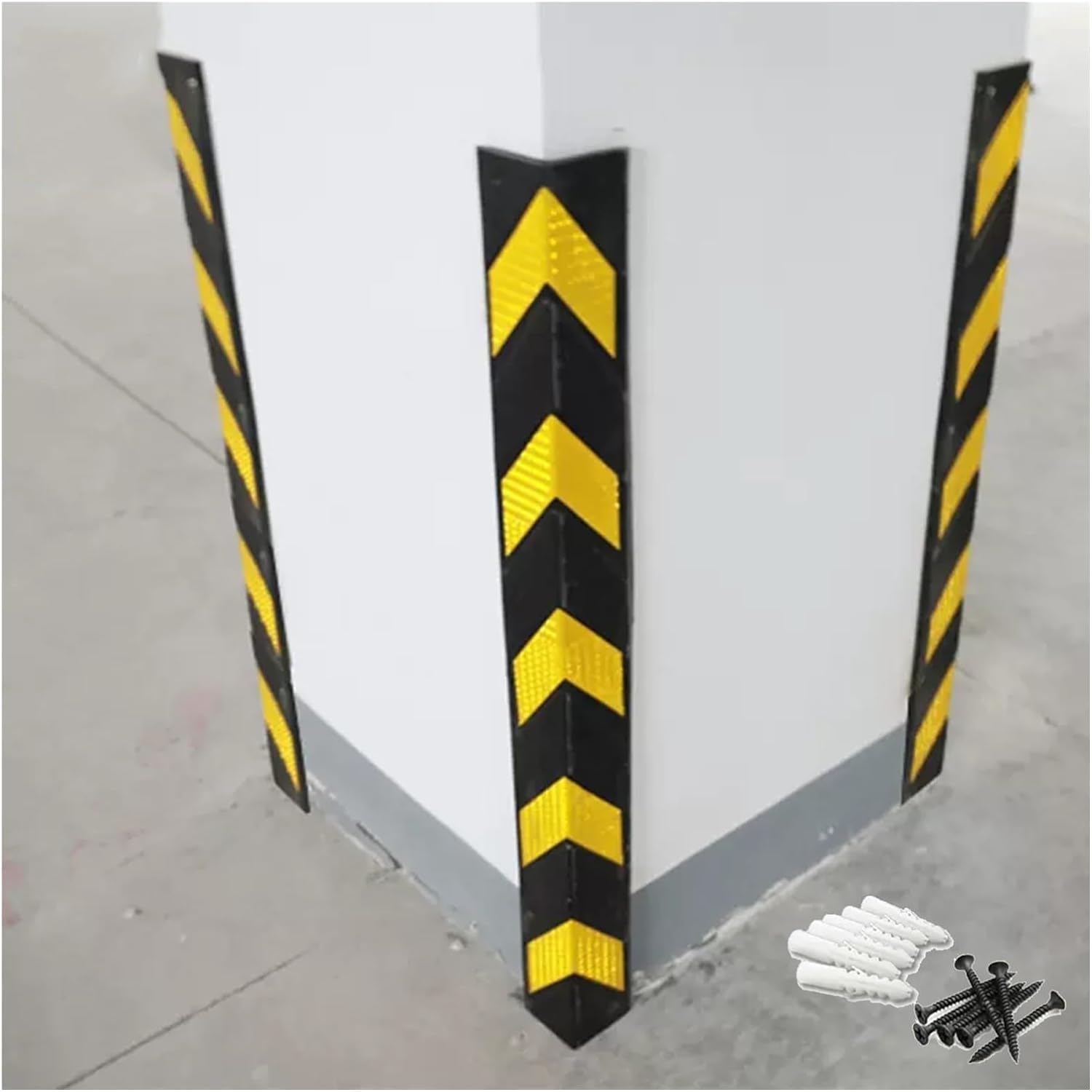 TIST Parking Garage Corner Guards, Rubber Post L-Shaped Reflective Yellow Corner Guards, Garage Protection Corner Guards(10pcs-100cm)