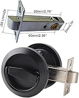 Vista 6 de Dixiao - Cerradura de puerta empotrada de acero inoxidable 304 negra redonda, pomo de puerta con cerradura de instalación oculta, asas de puerta