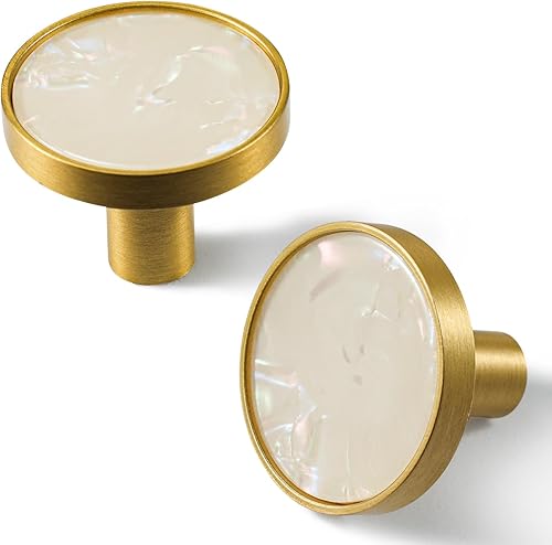 SAILANKA Paquete de 8 perillas de gabinete de conchas naturales, pomos para cajones, ganchos colgantes de latón, muebles de tocador, cocina,