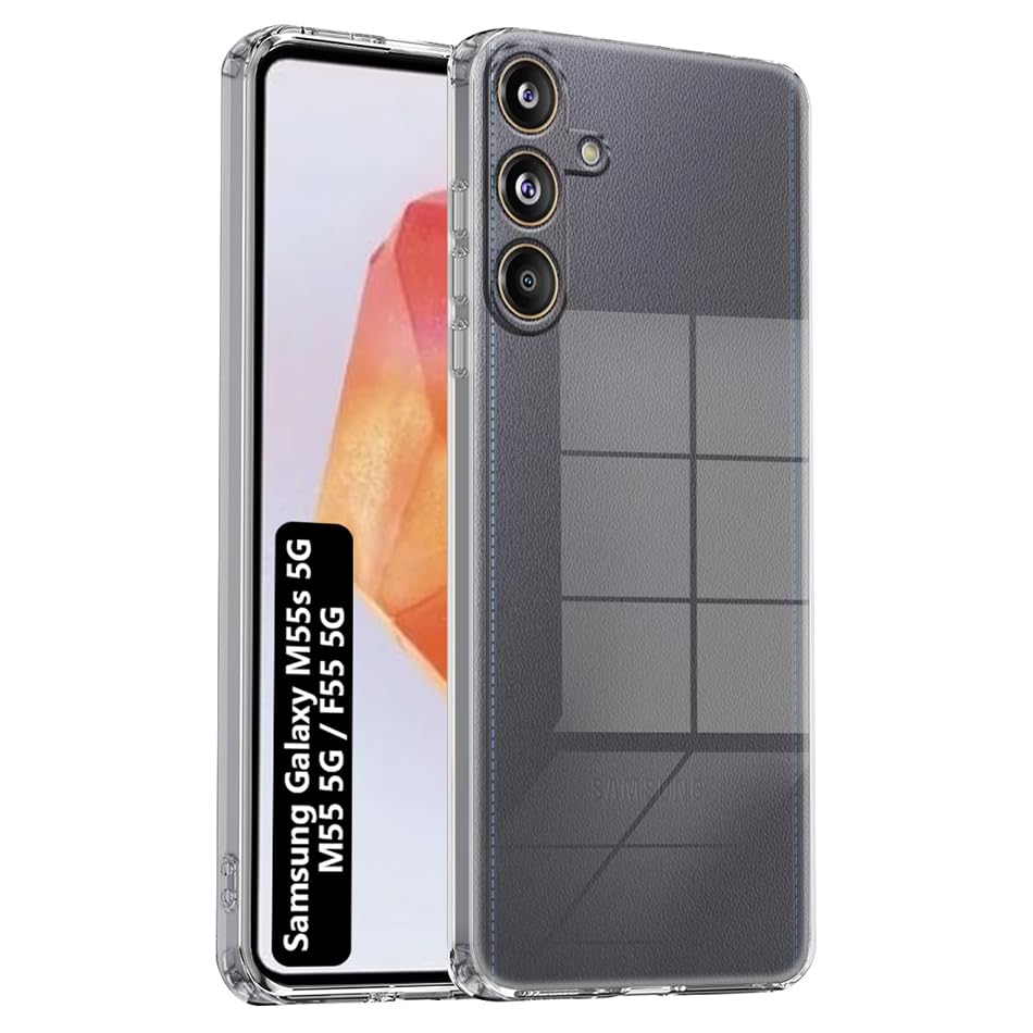 Fashionury Shockproof Crystal Clear Back Cover Case for Samsung Galaxy M55s 5G / F55 5G / M55 5G | Raised Bumps for Camera & Screen Protection | Transparent Back Cover Case | (B0D1QYBR1C) Amazon Price History, Amazon Price Tracker