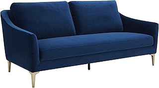 Amazon Brand – Rivet Alonzo Contemporary Velvet Sofa Couch, 80"W, Blue
