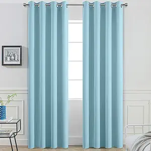 Yakamok Blackout Curtains for Bedroom,Grommet Thermal Insulated Room Darkening Curtains for Living Room, Set of 2 Panels (52 x 96Inch, Sky Blue)