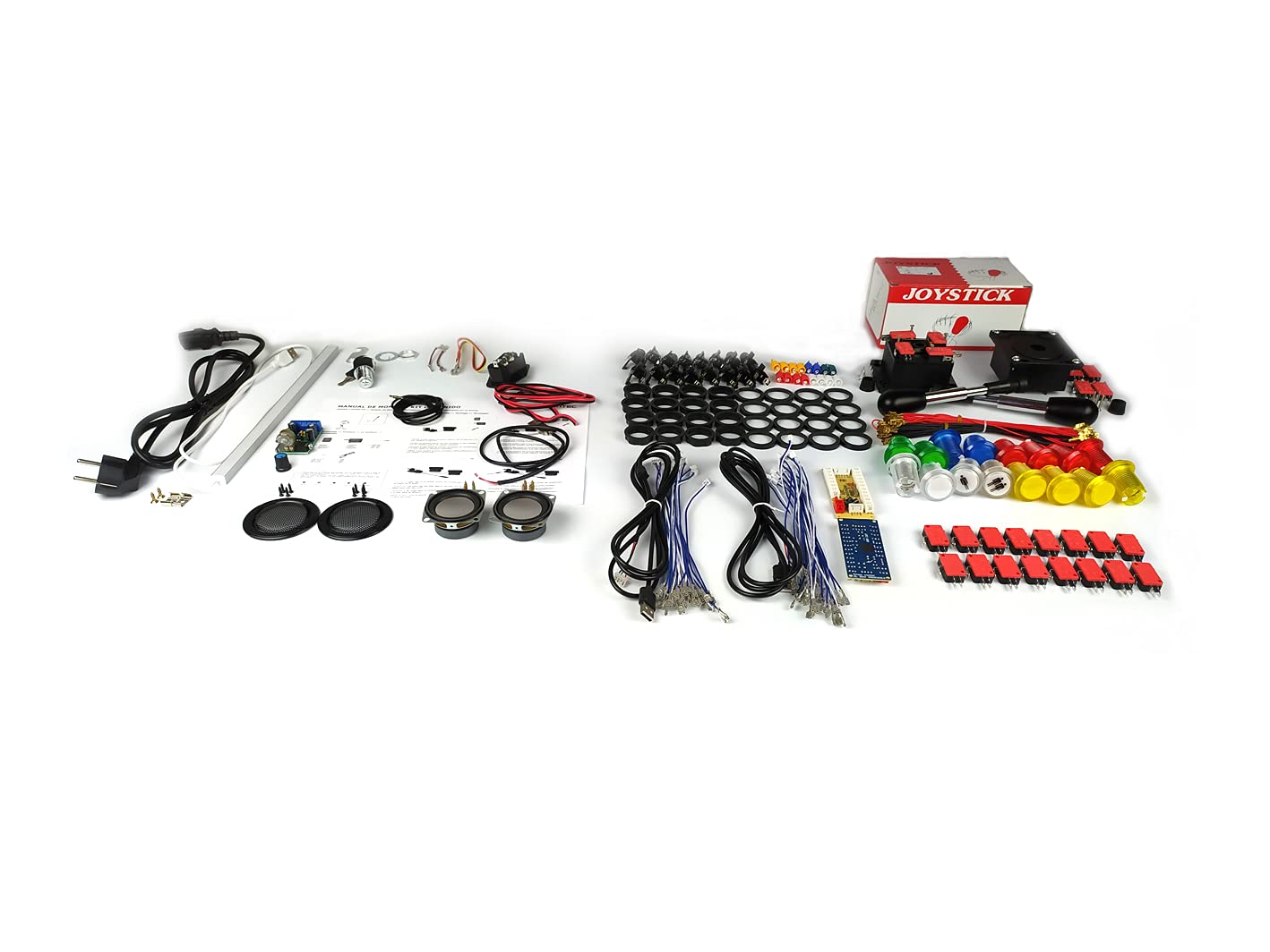 TALENTEC Kit DIY de componentes para tu recreativa con Botones iluminados 24-30mm. Incluye Kit de Sonido y Accesorios