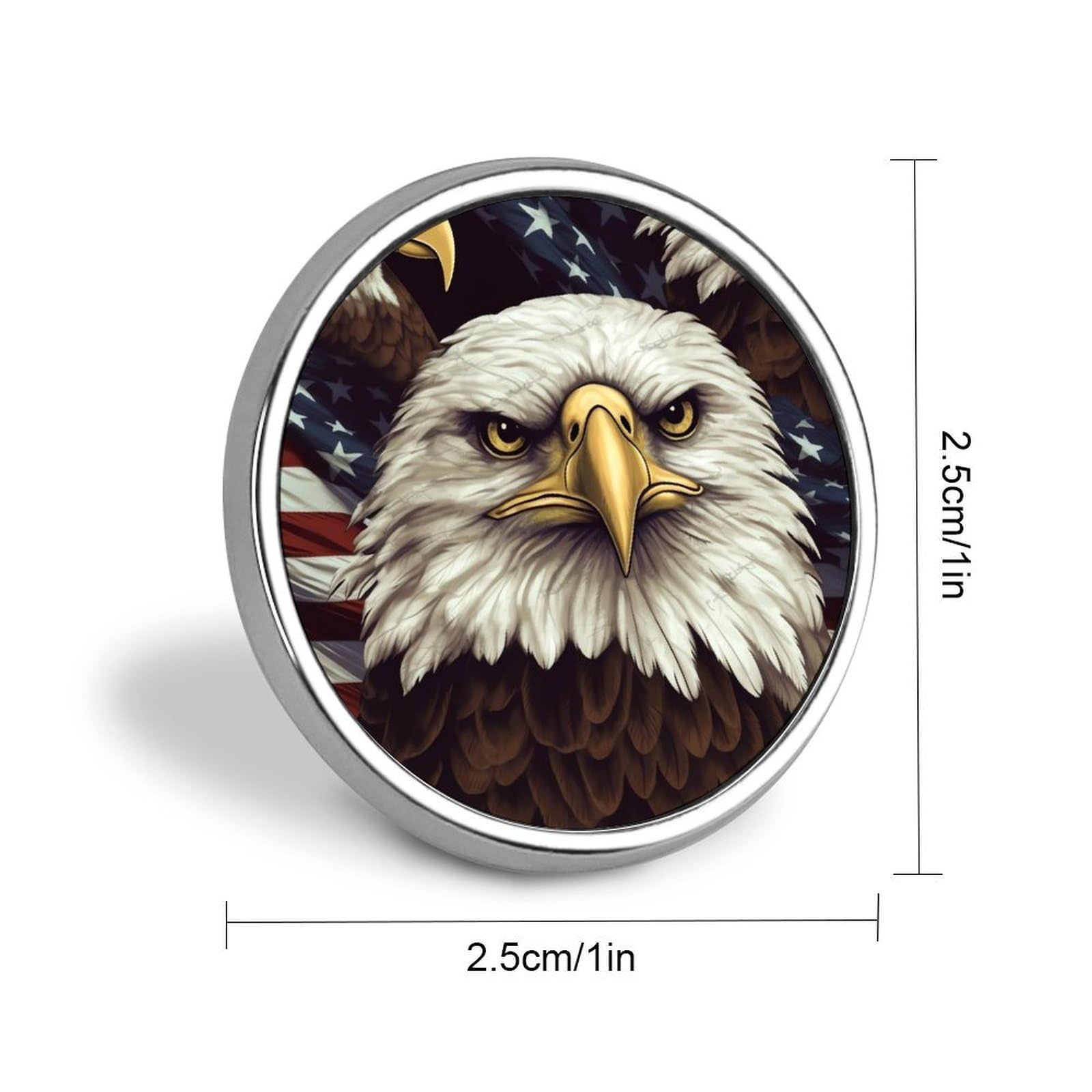 Aluminium Alloy Round Badge Brooch Pins for Men Bald Eagle Brooches Elegant Pin for Women Fashion Button Badges Brooch Badge for Hats Jackets Shirts