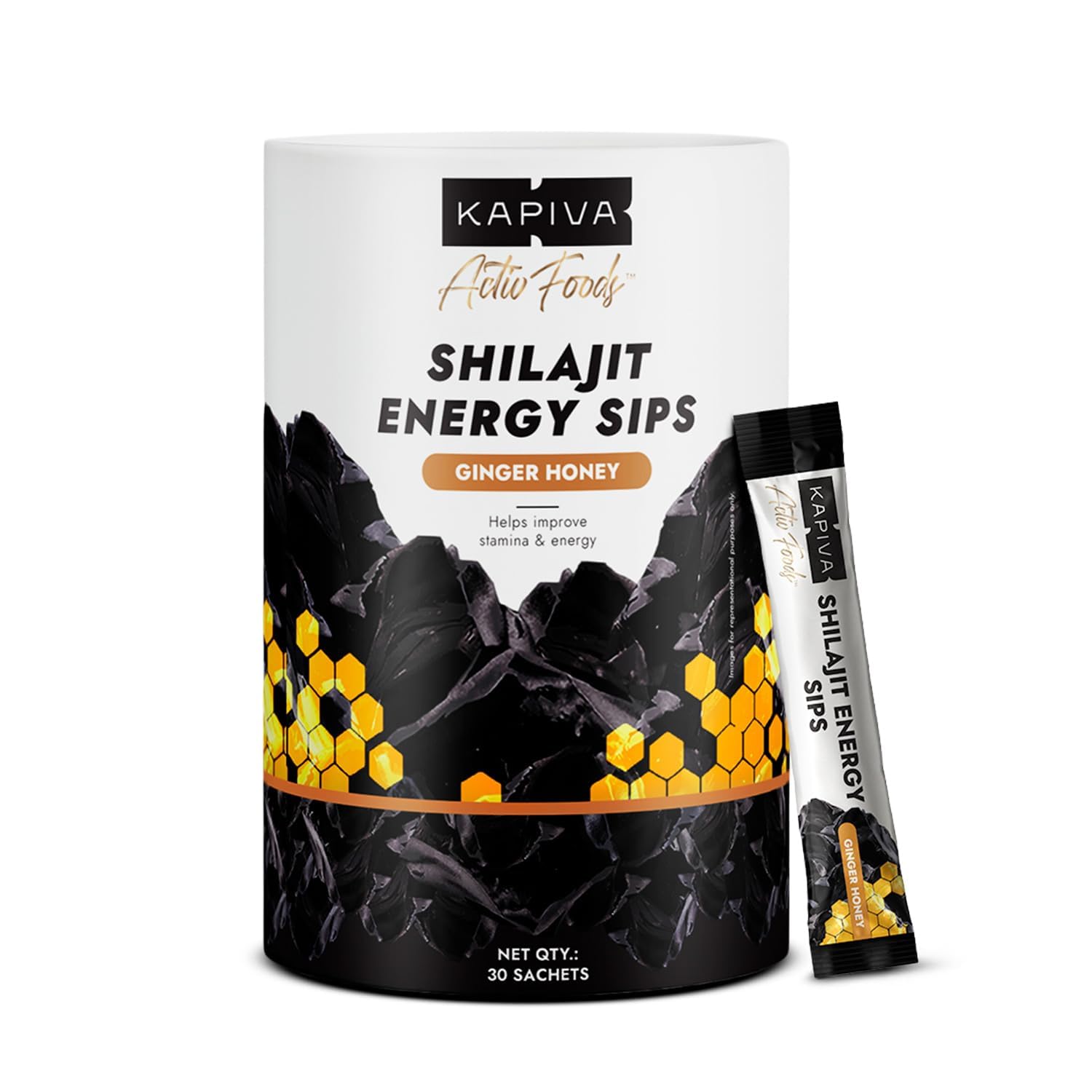 Kapiva Shilajit Energy Sips | With 100% Pure Shilajit/Shilajeet | 250mg Shilajit/Stick | Boosts Energy & Stamina | 30 Sachets | Ginger Honey Flavour-image-42