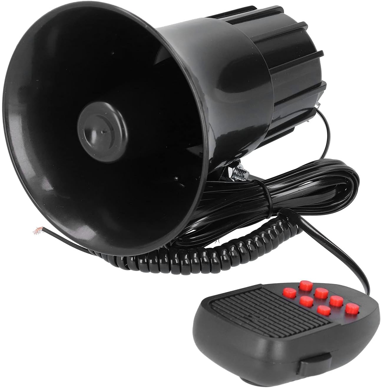 Syrena Samochodowa o Mocy 50 W, 115 DB, z 7 Dźwiękami i Mikrofonem PA do Alarmu Pożarowego, ABS + Metal
