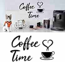 油彩画　coffee time Amazon.com: 4eN Coffee Time Modern Wall Art & Sign Set