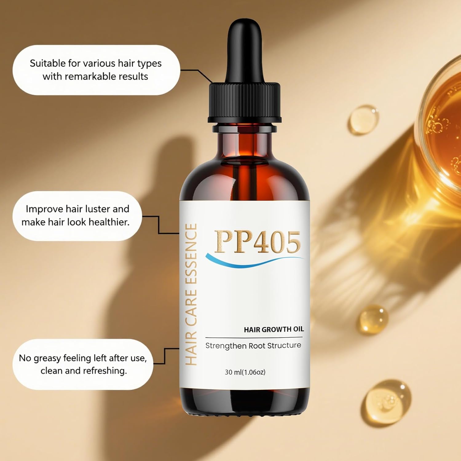 PP405 Hair Growth Oil – Anti Hair Loss Treatment for All Hair Types, Fast Absorbing & Non-Greasy, Nourishes hair, 1.06 FL OZ (1pc) - Image 6