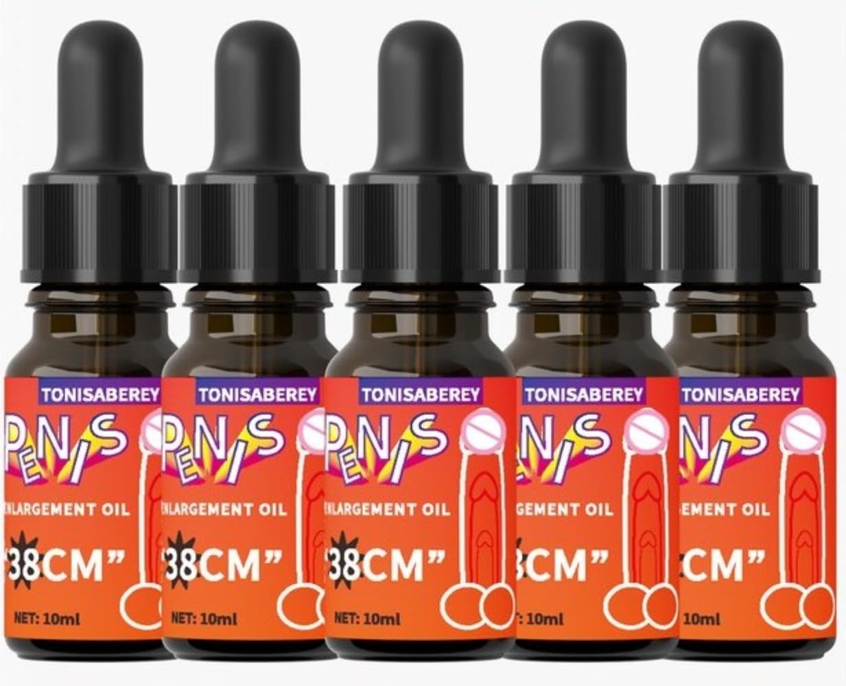 Enlargement Oil - Enlarge Massage Oil with Herbal Ingredients to Help Increase Size, Girth and Length - 0.34 Fl Oz by Tonisaberey (Pack of 5)