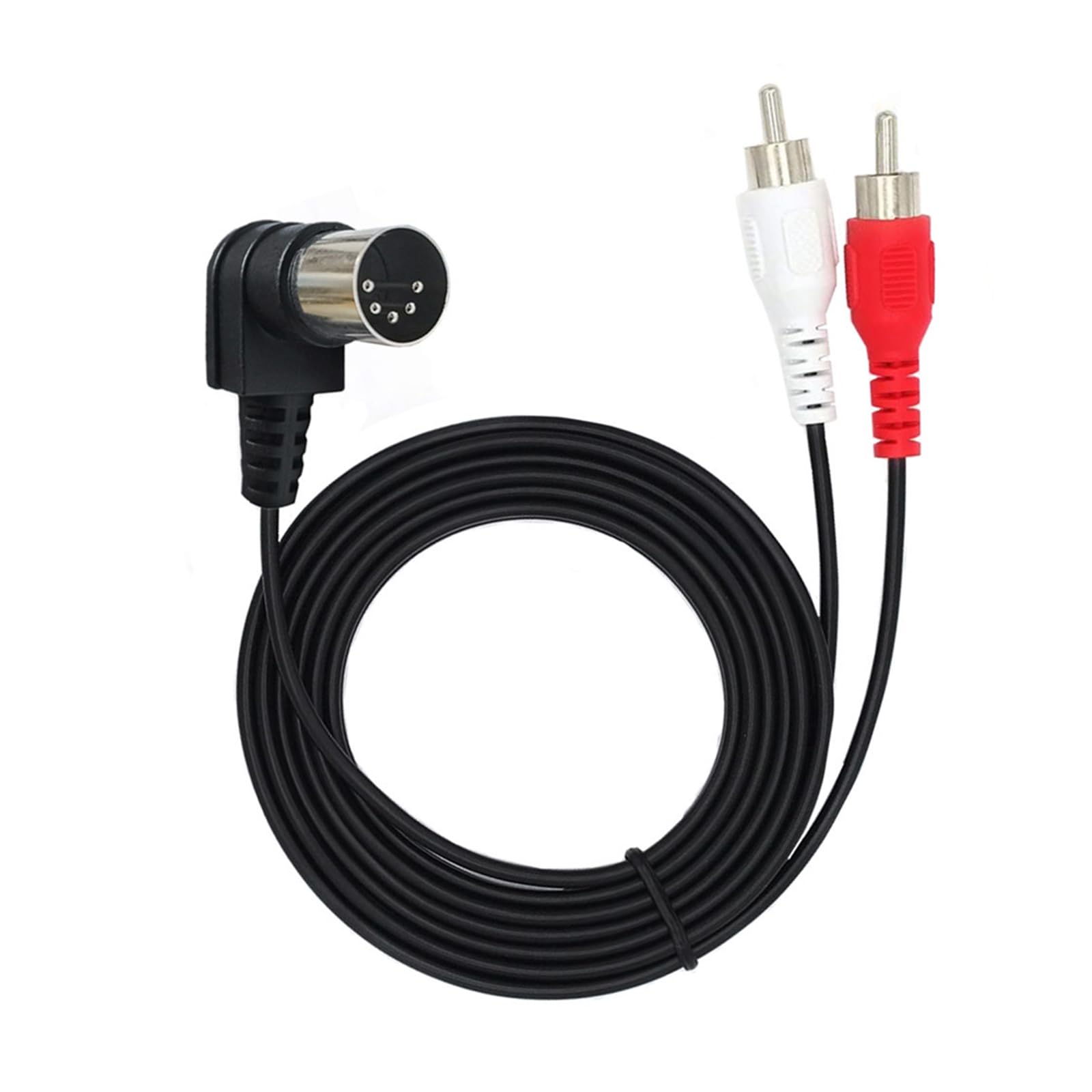 ELNONE 90 Degree RCA Plug to 5Pin Adapter Cable，Professional 5-Pin Din Male to 2-RCA Male Plug Audio Cable for Bang & Olufsen, Naim, Quad, Stereo